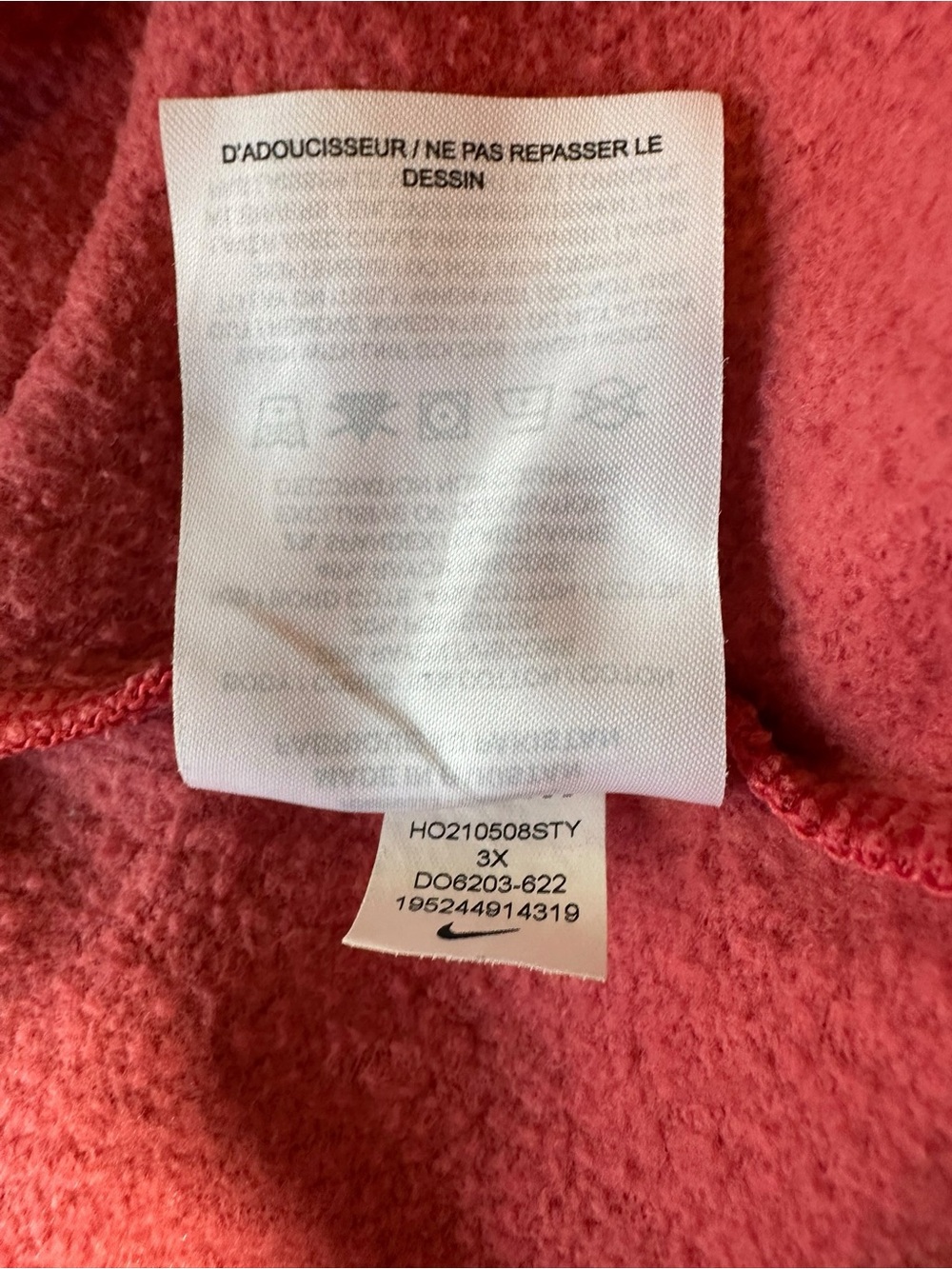 Nike Plus Women's Coral-Red Cropped Crewneck Sweatshirt with Glitter Logo 3X - Picture 11 of 11